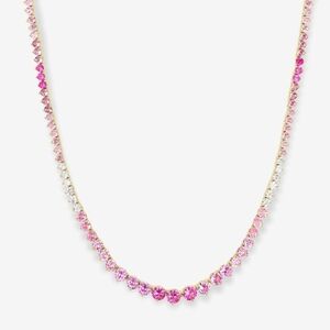 Melinda Maria Not Your Basic Tennis Necklace Graduated Pink Gold 18" New ✨️FIRM